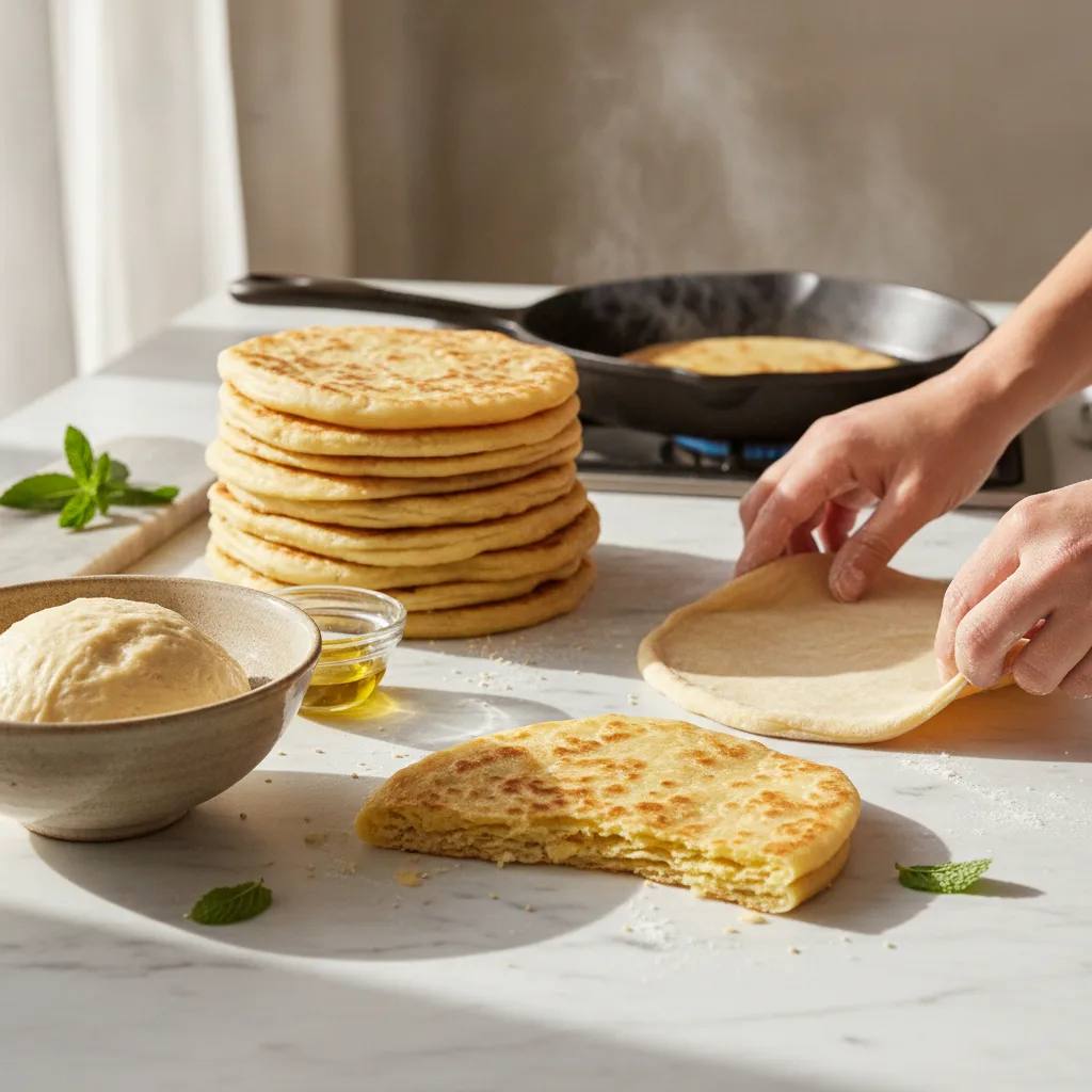 Msemen recette feuilleté, la technique du pliage pas à pas - msemen recette feuillete